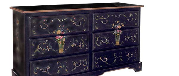 Six Drawer Chest- Black walnut base with filigree